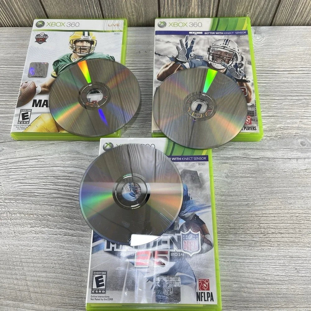 XBox 360  Video Game Lot Of 3 Madden 25,09 And 13 NFL Football Tested Working
